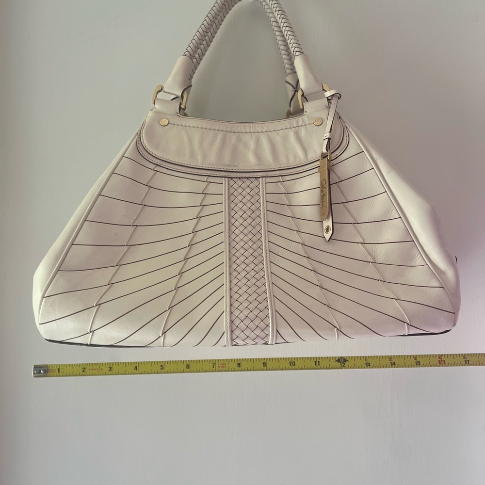 Cole Haan Cream Braided-Handle Tote with Woven Center